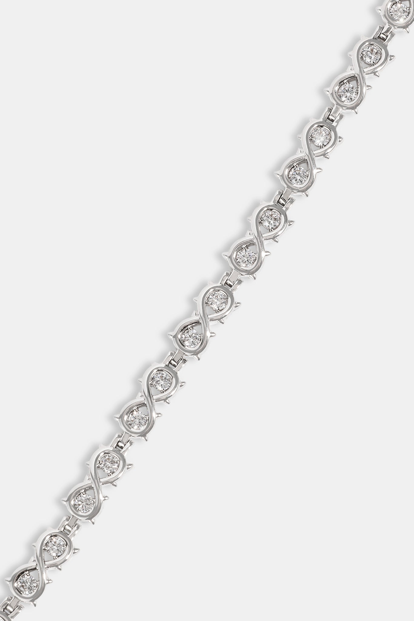 Clear CZ Infinity Link Polished Bracelet - 6mm - White